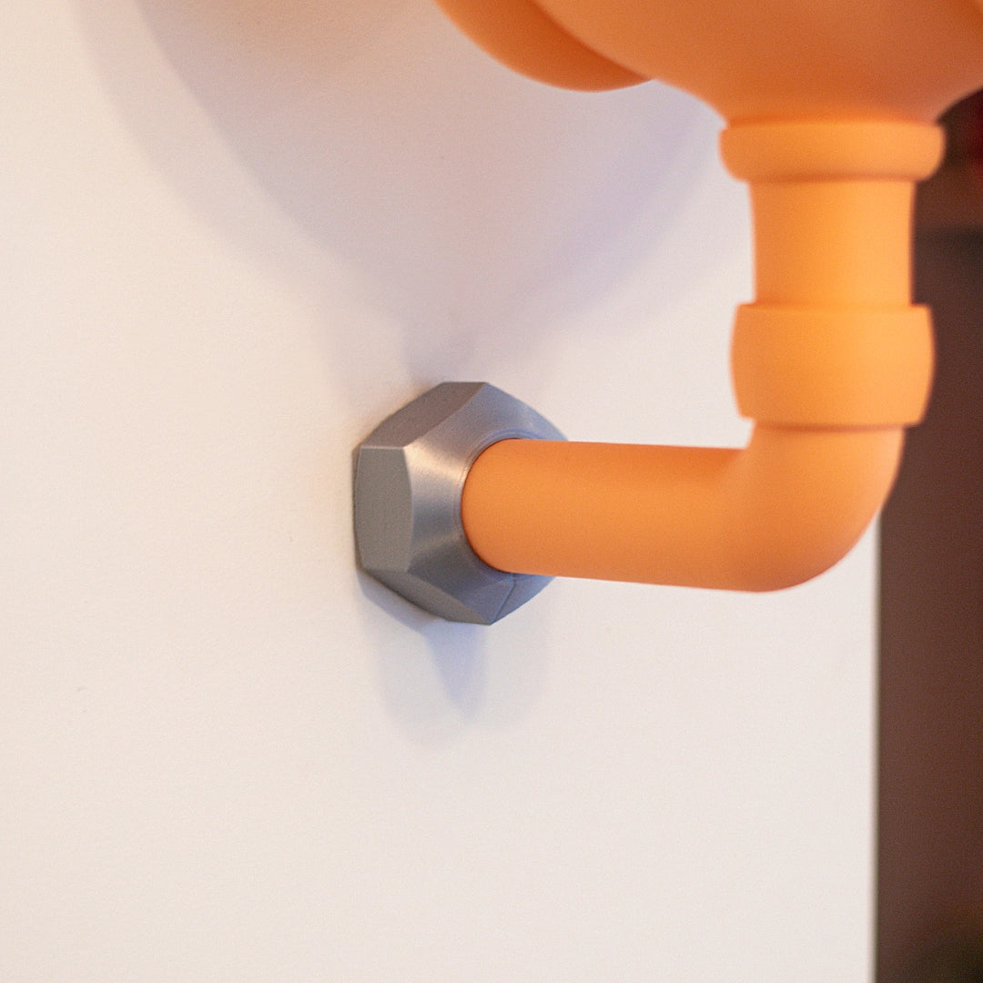 Miroir rotatif mural imprimé en 3D orange, décoration murale design moderne, zoom écrou